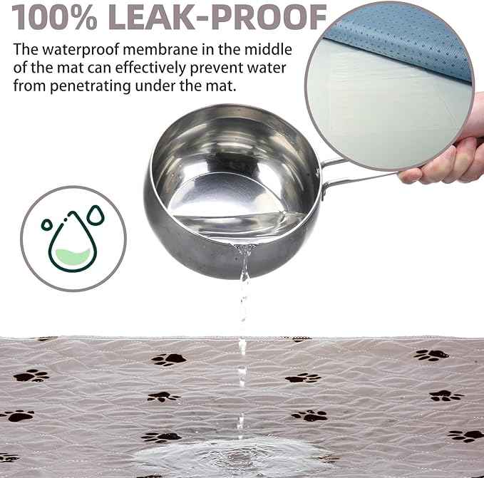 PUPTECK Washable Pee Pads for Dogs - 4 Packs Waterproof Reusable Puppy Potty Training Pads Whelping Mat 24" x 36â- Fast Absorption Non-Slip Pet Food Feeding Mat - Pad for Small Animals