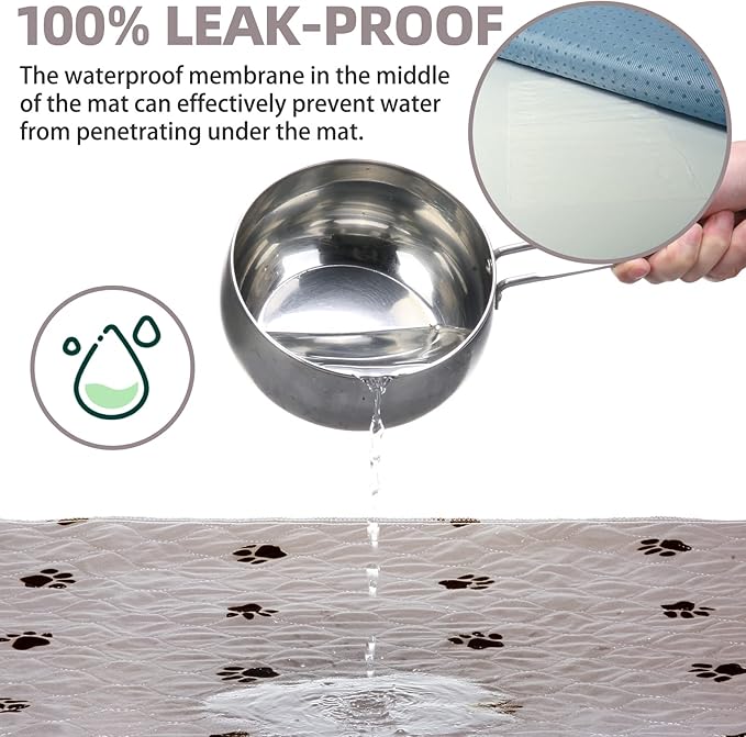 PUPTECK Washable Pee Pads for Dogs - 1 Packs Waterproof Reusable Puppy Potty Training Pads Whelping Mat 72" x 72â- Fast Absorption Non-Slip Pet Food Feeding Mat, Extra Large