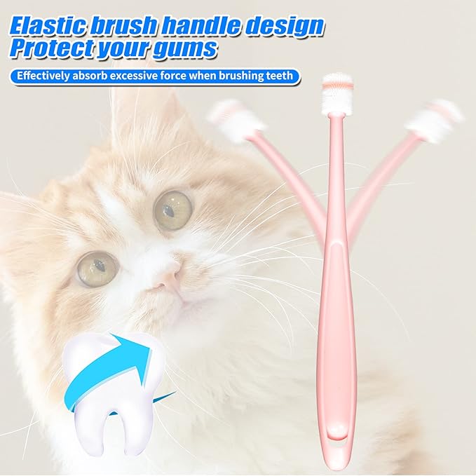 2 PCS Small dog & Cat Dental Care Tooth Brushing Kit,2 PCS 360 Degree Soft Silicone,Independent Packaging,360°Pinching Teeth for Easy Puppy Teeth Cleaning