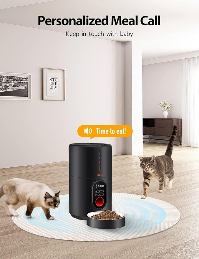 Automatic Cat Food Dispenser, Automatic Cat Feeders with Freshness Preservation, Timed Cat Feeder for Dry Food,Up to 6 Meals Per Day,Timed Pet Feeder for Cats and Dogs