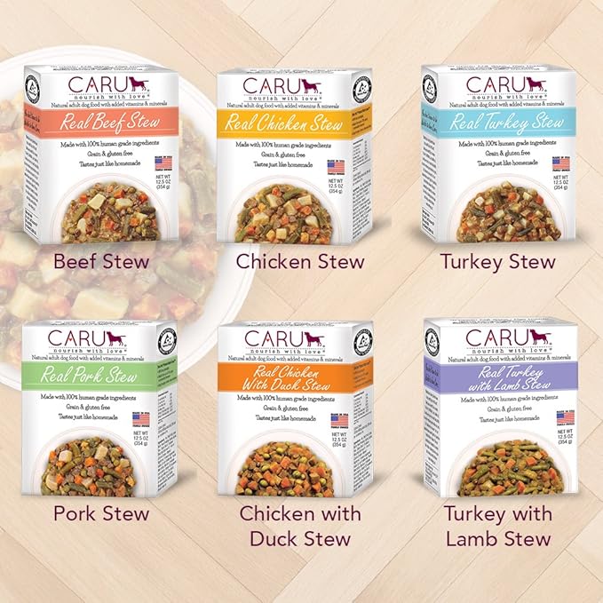 Caru - Real Turkey Stew For Dogs, Natural Adult Wet Dog Food With Added Vitamins And Minerals, Free From Grain, Wheat And Gluten (12.5 Oz)