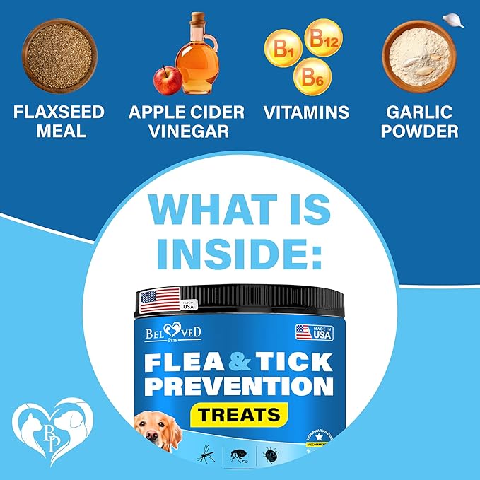 Flea and Tick Prevention Chewable Pills for Dogs and Cats - Revolution Oral Flea Treatment for Pets - Pest Control & Natural Defense - Chewables Small Tablets Made in USA (Beef)