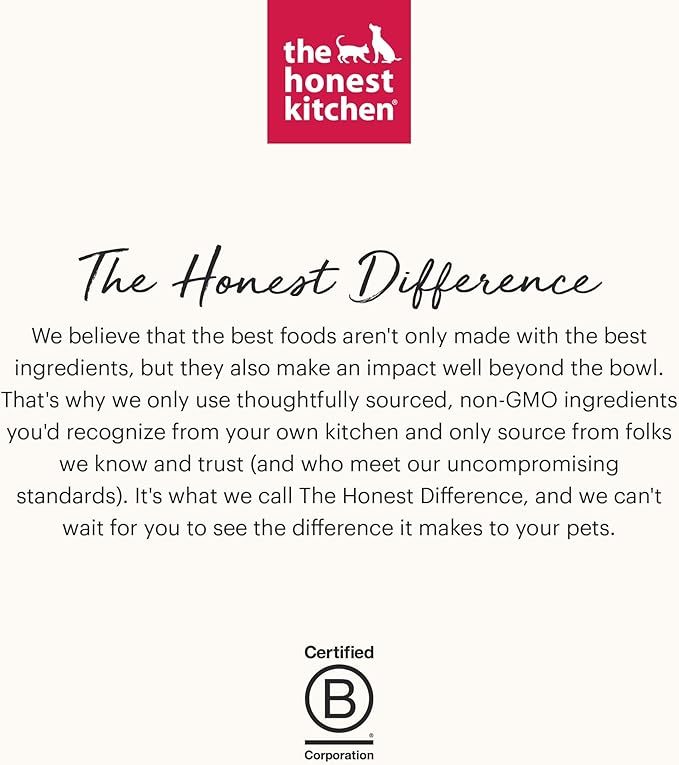 The Honest Kitchen Human Grade Dehydrated Grain Free Dog Food – Complete Meal or Dog Food Topper – Beef 2 lb (makes 8 lbs)