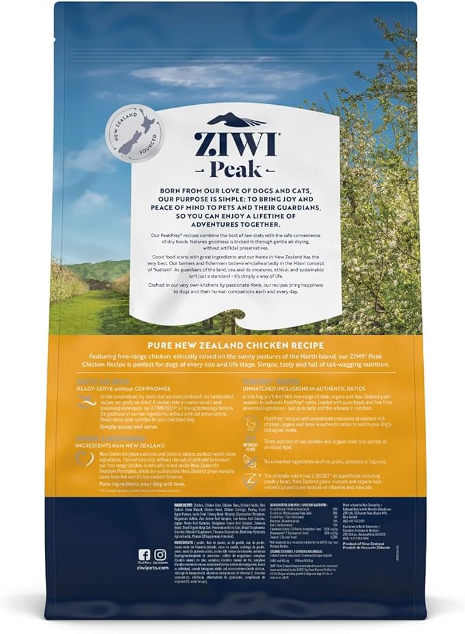 ZIWI Peak Air-Dried Dog Food – All Natural, High Protein, Grain Free and Limited Ingredient with Superfoods (Chicken, 8.8 lb)