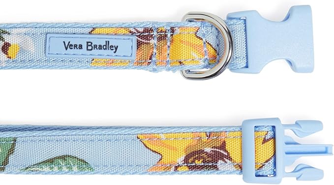 Vera Bradley Women's Recycled Lighten Up Water-repellent Adjustable Pet Collar, Sunflower Sky, Medium