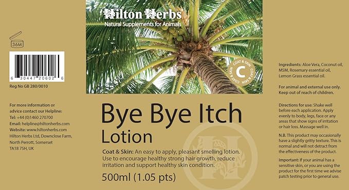 Hilton Herbs Bye Bye Itch Skin Allergy Lotion for Horses / Dogs 16 fl oz
