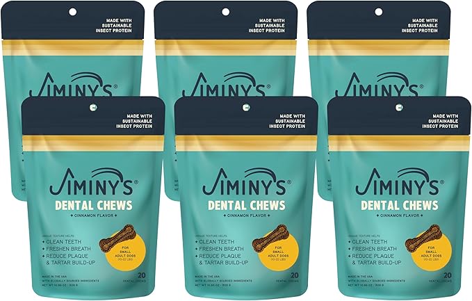 Jiminy's Dental Chews for Dogs, Cinnamon, Small, 20ct (Pack of 6)