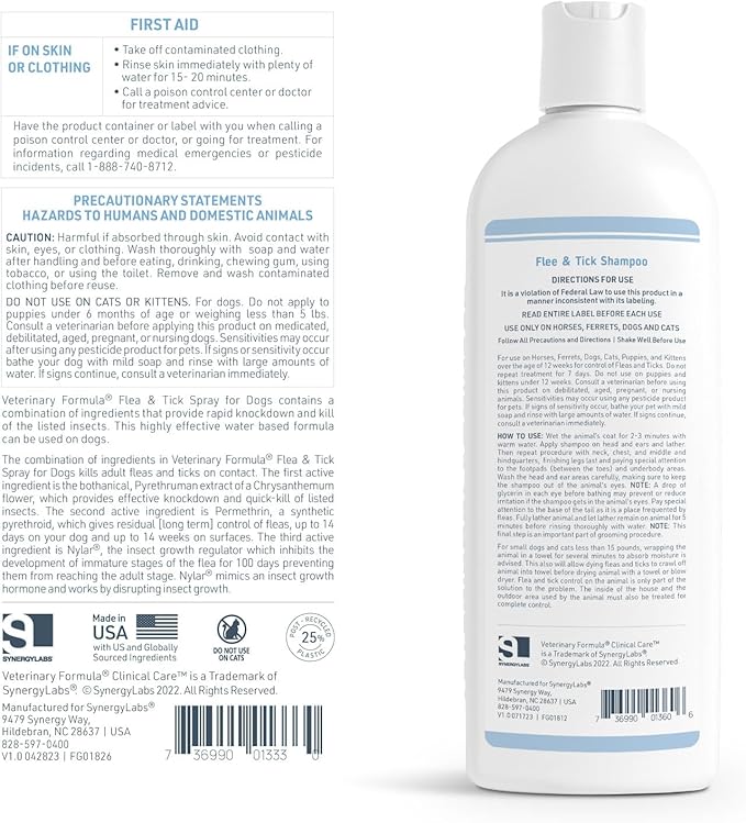 Veterinary Formula Flea and Tick Shampoo for Dogs and Cats, 16 oz