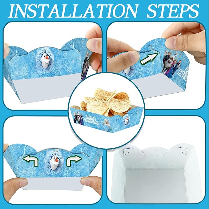 30Pack Frozen Birthday Party Supplies, Frozen Food Tray Party Favors Paper Food Serving Tray,Frozen Paper Trays.5.5 x 4.5 x2IN