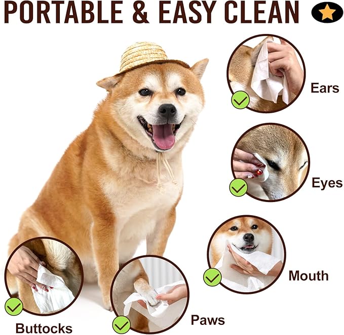 Dog Wipes for Paws and Butt,Pet Wipes for Dogs Hypoallergenic Plant-Based,Dog Cleaning Grooming Wipes,Large Size Dog Wet Bath Wipes,Gentle,Degradable,More Water(50 Count,Fallen Leaves)