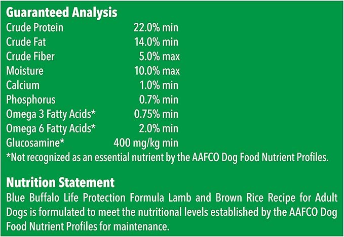 Blue Buffalo Life Protection Formula Natural Adult Dry Dog Food, Lamb and Brown Rice 30-lb