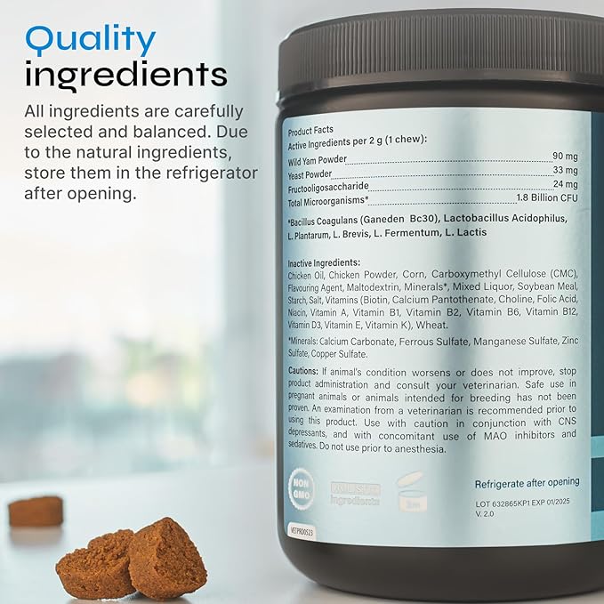Duck-Flavored Canine Probiotics Chewables - Digestive Support and Immune System Maintenance, Gut Health