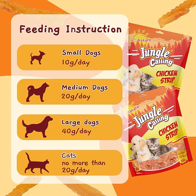 Jungle Calling Soft Training Treats for Small Dog and Cats, Mini Chicken Strips Puppy Training Snacks Easy to Digest, Grain free