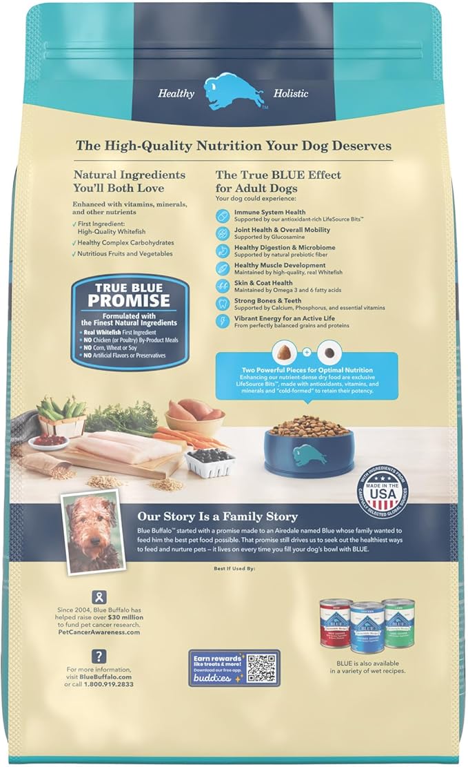 Blue Buffalo Life Protection Formula Natural Adult Dry Dog Food, Fish and Brown Rice 15-lb