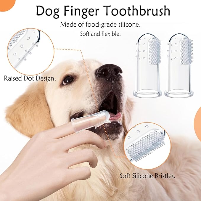 10PCS Dog Finger Toothbrush, Dog Toothbrush Soft Finger Toothbrush for Dogs Dental Care, Dog Toothbrush Finger Cat Toothbrush Washable Dog Tooth Brushing Kit, 1 Set for Two Fingers (5 Sets)