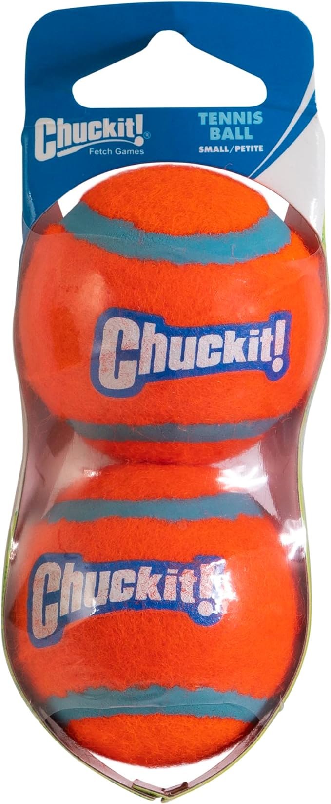 Chuckit Dog Tennis Ball Dog Toy, Small (2 Inch Diameter) for dogs 0-20 lbs, Shrink Wrap Pack of 2