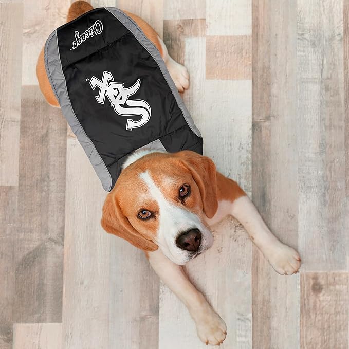 MLB Chicago White Sox Puffer Vest for Dogs & Cats, Size Large. Warm, Cozy, and Waterproof Dog Coat, for Small and Large Dogs/Cats. Best MLB Licensed PET Warming Sports Jacket