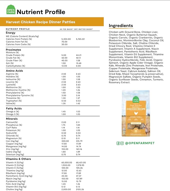 Open Farm Ancient Grains Dry Dog Food, Humanely Raised Meat Recipe with Wholesome Grains and No Artificial Flavors or Preservatives (Harvest Chicken Ancient Grain, 11 Pound (Pack of 1))