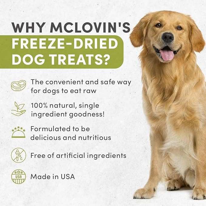 McLovin's Salmon Freeze Dried Treats, 3x2.5oz (7.5oz), High-Protein Grain-Free Dog Training Rewards, All-Natural, Made in USA