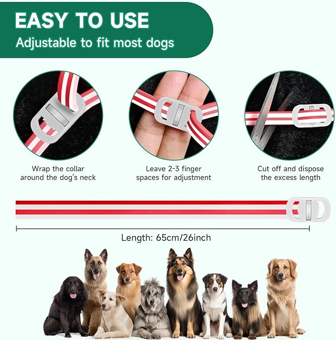 4 Pack Flea Collar for Dogs, 32 Months Flea and Tick Prevention for Dogs, Adjustable Flea and Tick Collar for Dogs, Dog Flea and Tick Collar, Water-Resistant Dog Flea Collars, Red & White