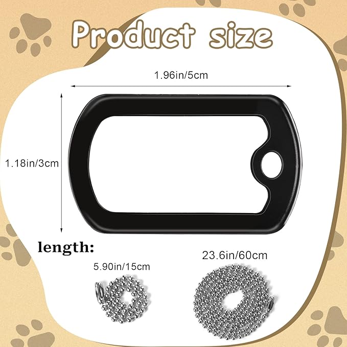 10 Pack Military Dog Tag Silencers, Military Engraved Dog Tag Silicone Case with 4 Chains Black Army Dog Tags Silencers for Authentic Military Id Tags Rubbers Case to Reduce Noise and Protect Tag