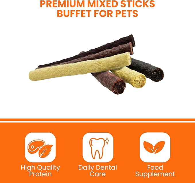 Mixed Sticks Buffet for Pets - 3-Flavored Healthy Dog Treats - 9 pcs Dog Training Treats