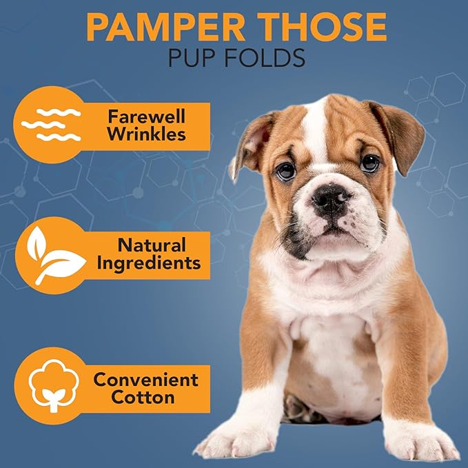 NOVEHA Wrinkle XL Wipes for Dogs | Wrinkle Wipes for Bulldog, French Bulldog, Pug, English Bulldog – Wipes for Multiple Areas Removes Dirt, Wrinkles, Folds, Tear Stain, Tail Pockets & Paws (120 Wipes)