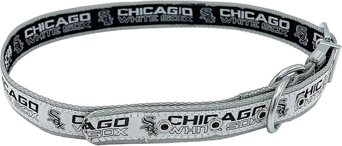 Pets First Chicago White SOX Reversible MLB Dog Collar Large. Premium Home & Away Two-Sided Adjustable Metal Buckle MLB Baseball Team Unique Design on Each Side Dogs & Cats, Medium (WSX-3280-MD)
