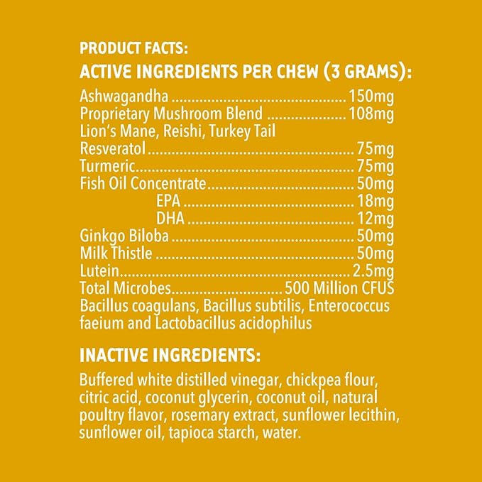 iHeartDogs Senior Super 7 Daily Dog Multivitamin - 7-in-1 Vitamin for Dogs Supports Anti-Aging with Antioxidants, Probiotics, Lion's Mane, Turkey Tail, & Ashwagandha for Longevity & Cognitive Boost