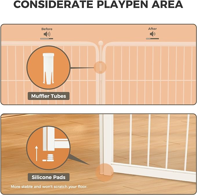 FXW Homeplus Dog Playpen Designed for Indoor Use, 45" Height for Large Dogs, WhiteâPatented