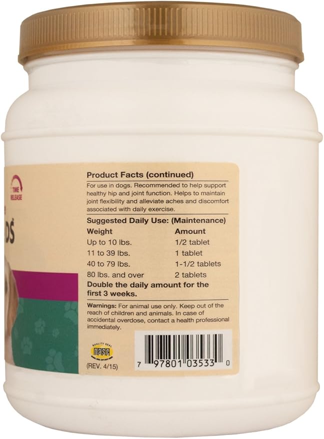 NaturVet 240 Count Glucosamine- DS with Glucosamine and Chondroitin Tablets for Dogs (360 Count)