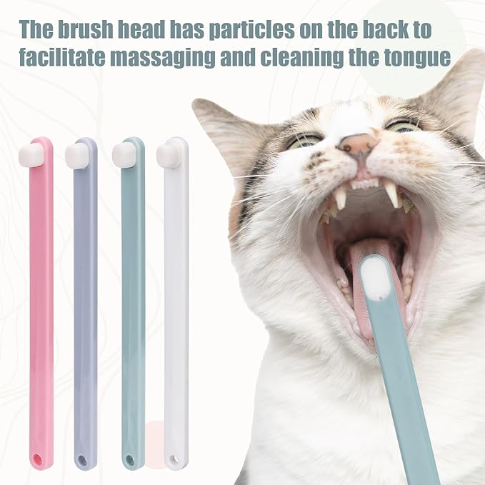 4pcs Toothbrushes for Pets, Dual Sided Cats & Dogs Toothbrushes with 4 Toothbrush Protection Tube Soft Kitten Teeth Cleaning Brush, Reduces Bad Breath & Keeps Dental Healthy