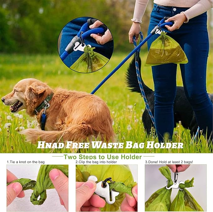 2Packs Dog Poop Bag Holder for Leash Attachment Dog Poop Bag Dispenser Dog Waste Bag Dispensers for Leash Accessory Dog Poop Bag Holders Fits Dog Leash Include Hand Free Holder Metal Carriers, Pink