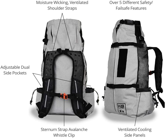 K9 Sport Sack | Dog Carrier Adjustable Backpack (Medium, Air 2 - Charcoal Grey)