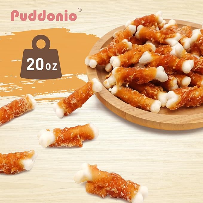 Dog Treats, 2.3 Inch Chicken Wrapped Calcium Bones, Rawhide Free Dog Chews Natural and Chewy Dog Treats, Dog Training Snacks for Small Dogs, 20 oz