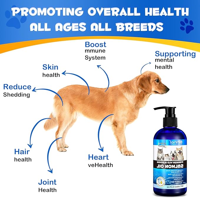 Salmon Oil for Dogs, Fish Oil for Dogs, Relieves Scratching & Joint Function, Supports Healthy Dog Skin and Coat Supplement, Contains Omega-3, EPA&DHA,Wild Alaskan Salmon Oil for Dogs Skin and Coat