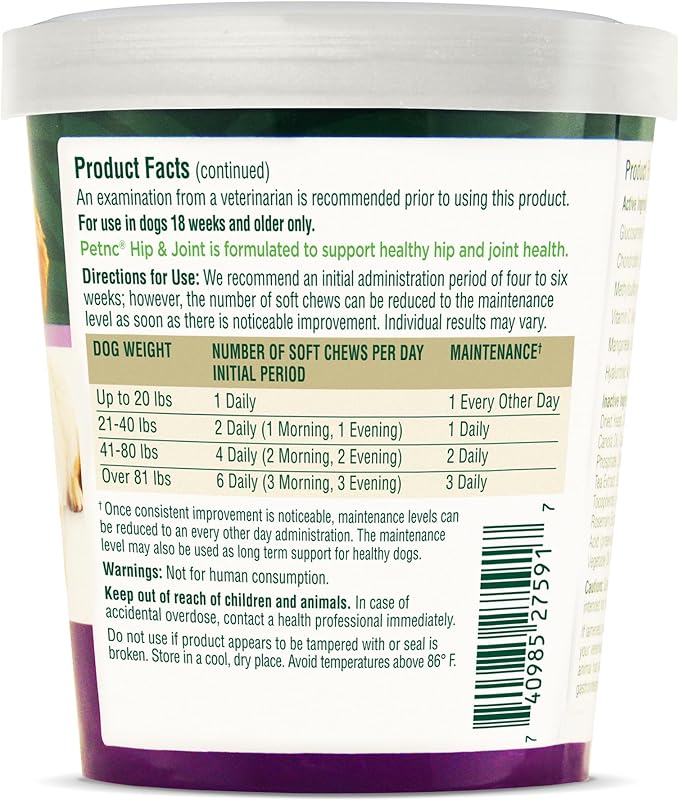 PetNC Natural Care Hip and Joint Soft Chews for Dogs, 90 Count,Liver,6.3 oz