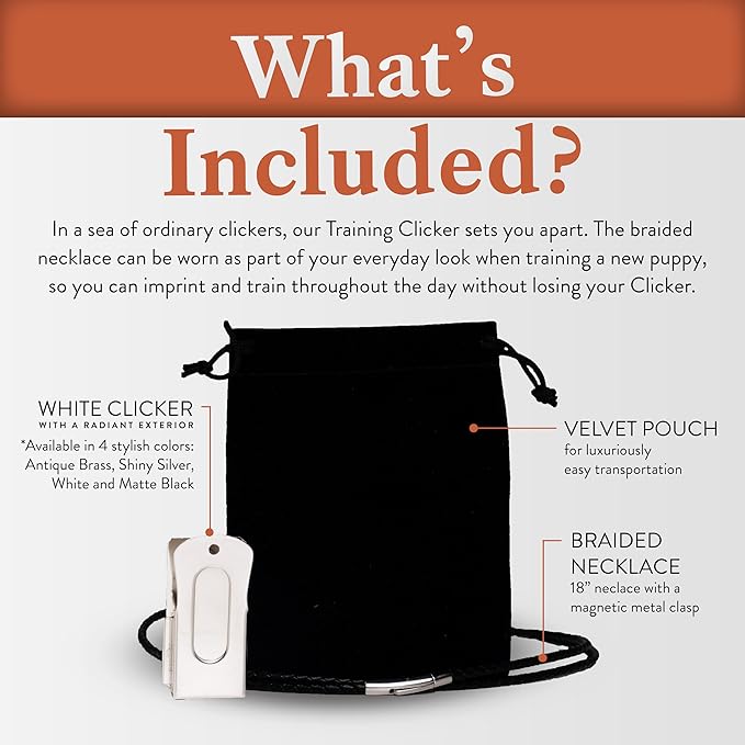 White Dog Clicker with Necklace - Clickers for Pet Training - Dog Training & Behavior Aids Easy to Carry with You Anywhere - Teach Your Dog Tricks or Reward His Behavior