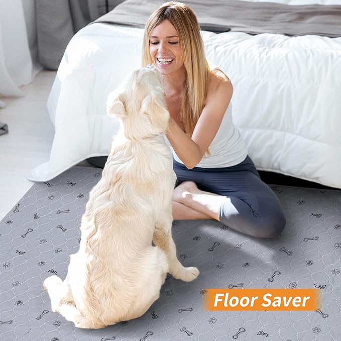 Washable pee pads for dogs, 2Pack Reusable Puppy Pads, Absorbent Whelping Pads with Bone Print, Non-Slip Waterproof Pet Training Pads for Couch, Crate, Potty Training -18x24