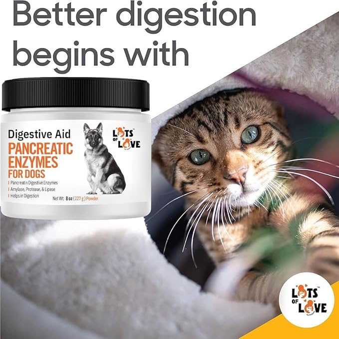 Pancreatic Digestive Enzymes for Dog & Cat (8 Oz Powder) - Thomas Labs Bio Case Earlier - Good Support for EPI - Lots of Love Pet Products