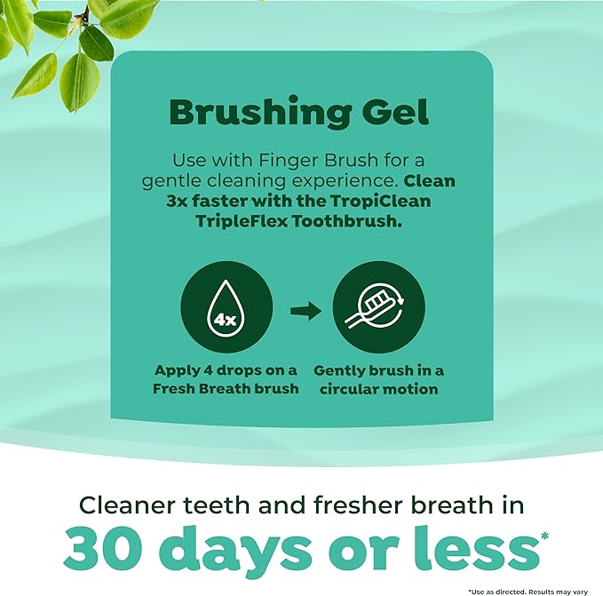 TropiClean Fresh Breath Toothbrush Kit for Small & Medium Dogs | Dog Toothbrush Kit to Fix Stinky Dog Breath | Easy to Use Plaque & Tartar Remover Kit