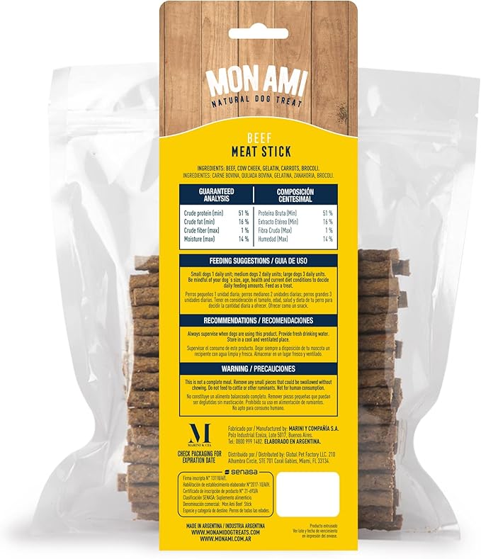 Mon Ami Beef Meat Sticks for Dogs with Farm Fresh Vegetables (28 Oz) – Human Grade Dog Treats with Superfoods - Training Treats for Dogs - Healthy Dog Treats for Small, Medium and Large Dogs