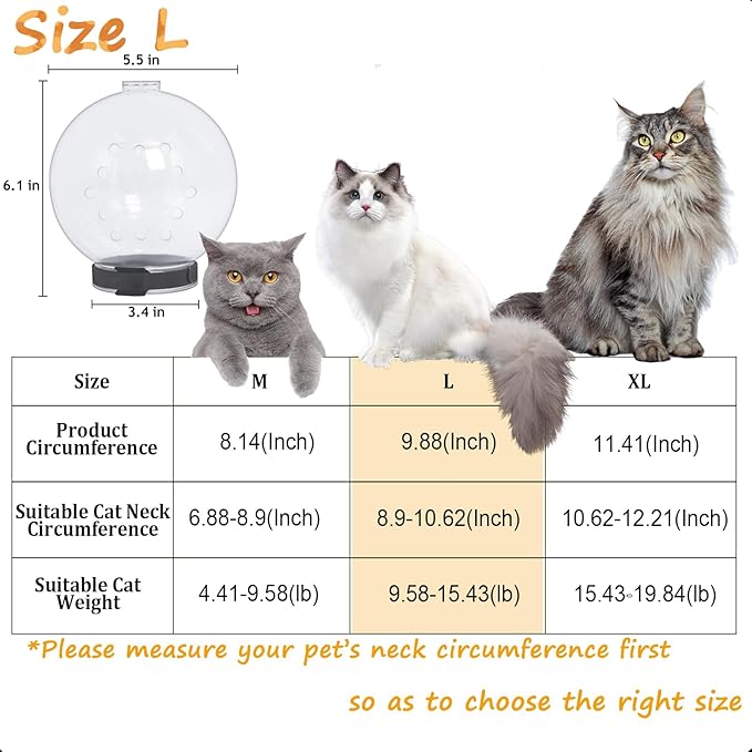 Cat Muzzle Cat Bubble Cat Helmet L Size, π·ππππππ π©πππππ Breathable Cat Hood, Adjustable Kitten Astronaut Helmet Prevent from Cats Biting, Cat Ball Mask for Aggressive Cat (Size L)