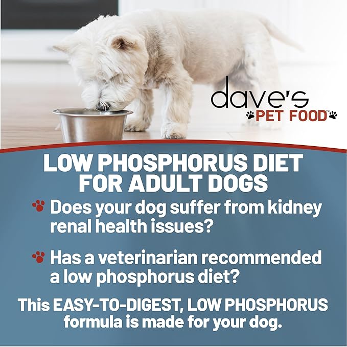 Dave's Pet Food Kidney Support for Dogs with Renal Support (Tuna Pate), Wet Renal Dog Food, Non-Prescription Low Phosphorus, Added Vitamins & Mineral, Vet Formulated (13.2 oz, Pack of 12)