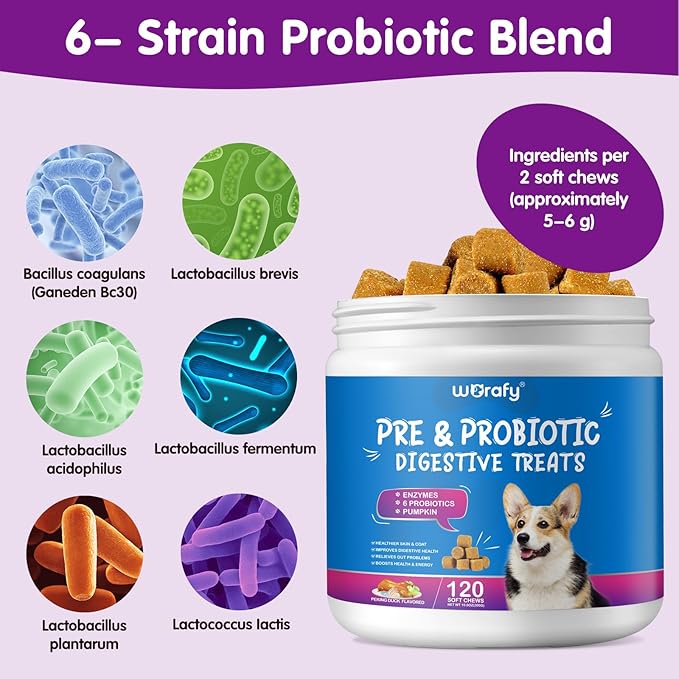 Probiotics for Dogs,Dog Probiotics for Digestive Enzymes,Gut Health,Itchy Skin,Allergies,Yeast Balance,Probiotics Chew for Dogs,Dog Probiotics for Small,Medium,Large Dogs,120 Count,Peking Duck Flavor