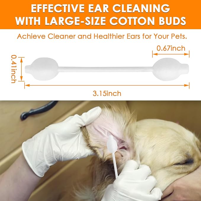 Dog Ear Cleaner - Dog Ear Infection Treatment Gourd-Shaped Swabs, Cotton Buds for Dog Cat Ear Cleaner Tool Cotton Sticks Safer Cleaning of Your Pet's Ears Canal