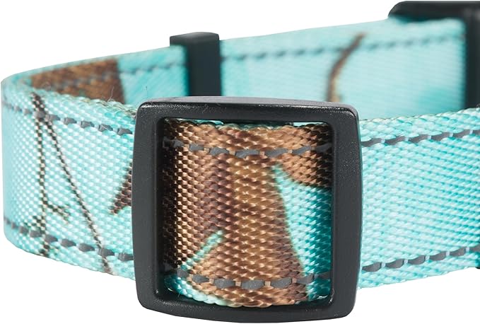 Browning Classic Preformance Webbing Pet Collar, Fully Adjustable, Available in Solid Colors and Camo Patterns, Realtree Xtra Seaglass, Large