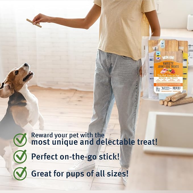 Mon Ami Variety Dog Treats Meat Sticks for Dogs with Farm Fresh Vegetables – Human Grade Dog Treats with Superfoods - Training Treats for Dogs - Healthy Dog Treats for Small, Medium and Large Dogs