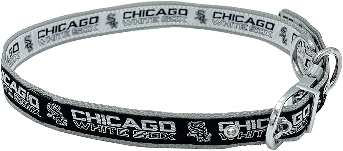 Pets First Chicago White SOX Reversible MLB Dog Collar Large. Premium Home & Away Two-Sided Adjustable Metal Buckle MLB Baseball Team Unique Design on Each Side Dogs & Cats, Medium (WSX-3280-MD)