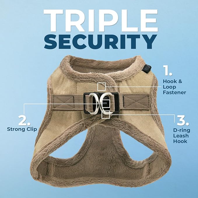 Voyager Step-in Plush Dog Harness – Soft Plush, Step in Vest Harness and Reflective Dog 5 ft Leash Combo with Neoprene Handle for Small and Medium Dogs by Best Pet Supplies -Set (Latte Suede), XL